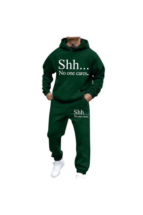 Mens Sweatsuit 2 Piece Sets Casual Men's Jogging Tracksuit Set Letter Graphic Pullover Hoodie Pants Sweat Suit for Men Cozy Fall Winter Athletic Track Suit Outfits