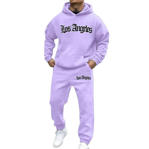 CONZONE Mens Sweatsuit 2 Piece Sets Casual Men's Jogging Tracksuit Set Letter Graphic Pullover Hoodie Pants Sweat Suit for Men Cozy Fall Winter Athletic Track Suit Outfits