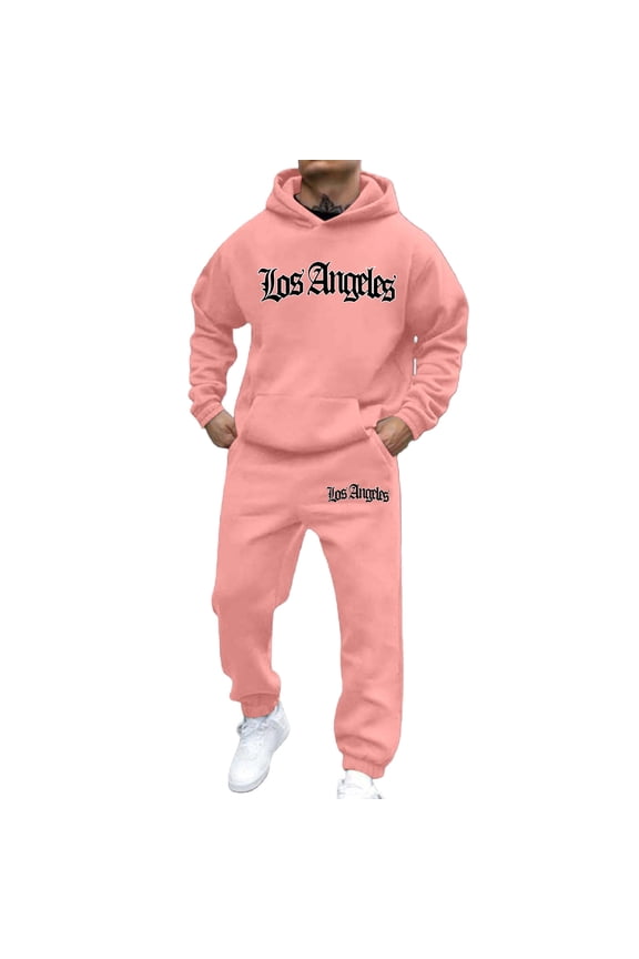 Mens Sweatsuit 2 Piece Sets Casual Men's Jogging Tracksuit Set Letter Graphic Pullover Hoodie Pants Sweat Suit for Men Cozy Fall Winter Athletic Track Suit Outfits