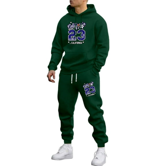 CONZONE Mens Sweatsuit 2 Piece Sets Mens Jogging Tracksuit Set Number 23 Graphic Y2K Pullover Hoodies Sweatpants Soft Sweat Suit for Men Cozy Fall Winter Track Suit