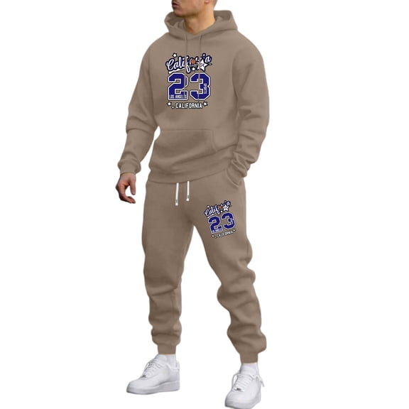 CONZONE Mens Sweatsuit 2 Piece Sets Mens Jogging Tracksuit Set Number 23 Graphic Y2K Pullover Hoodies Sweatpants Soft Sweat Suit for Men Cozy Fall Winter Track Suit