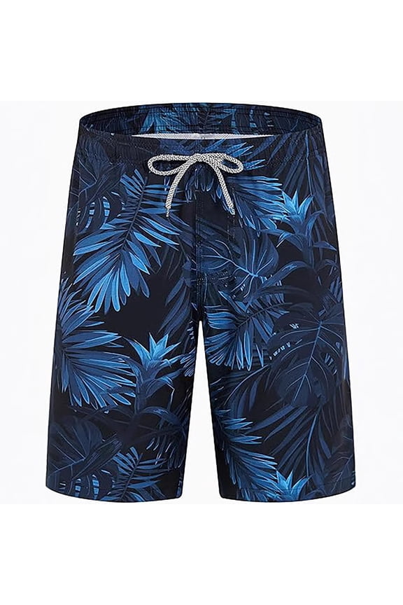 Mens Swim Trunks Elastic Waist Drawstring Summer Shorts for Men Hawaii Graphic Y2K Lightweight Loose Fit Vacation Beach Shorts With Pockets