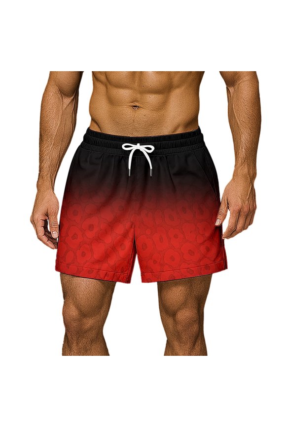 Mens Swim Trunks Elastic Waist Drawstring Summer Shorts for Men Patchwork Leopard Lightweight Loose Fit Vacation Beach Shorts With Pockets
