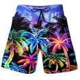 thumbnail image 1 of CONZONE Mens Swim Trunks With Mesh Liner Elastic Waist Drawstring Summer Shorts for Men Hawaii Graphic Y2K Lightweight Loose Fit Vacation Beach Shorts With Pockets, 1 of 2