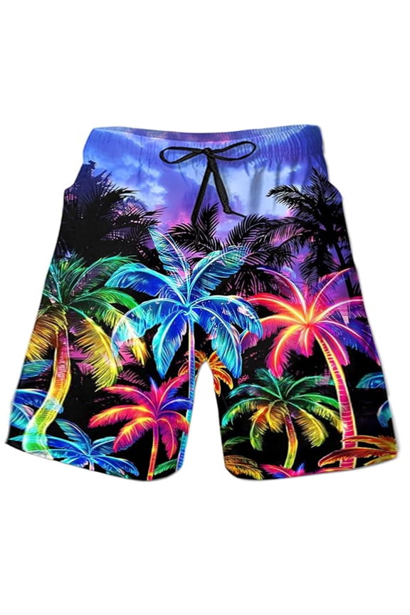 Mens Swim Trunks With Mesh Liner Elastic Waist Drawstring Summer Shorts for Men Hawaii Graphic Y2K Lightweight Loose Fit Vacation Beach Shorts With Pockets