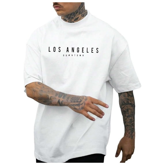 CONZONE Mens T-Shirts Short Sleeve T Shirts for Men Casual Crew Neck Letter Graphic Y2K Lightweight Tees Soft Cozy Athletic Tops