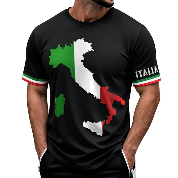 CONZONE Mens T-Shirts Short Sleeve T Shirts for Men Crew Neck Italy Liberation Day Graphic Casual Summer Tee Tops