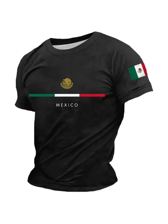 Mens T-Shirts Short Sleeve T Shirts for Men Crew Neck Mexico Letter Graphic Casual Summer Tee Tops