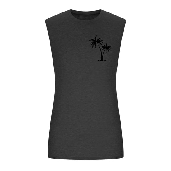 CONZONE Mens Tank Tops Sleeveless T Shirts for Men Casual Crew Neck Palm Tree Graphic Y2K Lightweight Tees Soft Cozy Tops