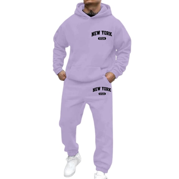 CONZONE Mens Tracksuit Casual 2 Peice Sweatsuit Set for Men Letter Graphic Y2K Hoodies Pants Cozy Fall Winter Athletic Jogging Outfits