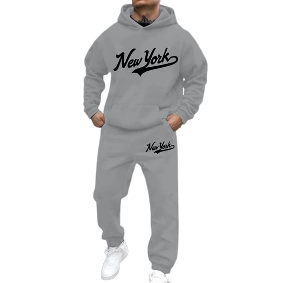 CONZONE Mens Tracksuit Sets Casual 2 Peice Sweatsuit Set for Men Letter Graphic Y2K Hoodies Pants Cozy Fall Winter Athletic Jogging Outfits