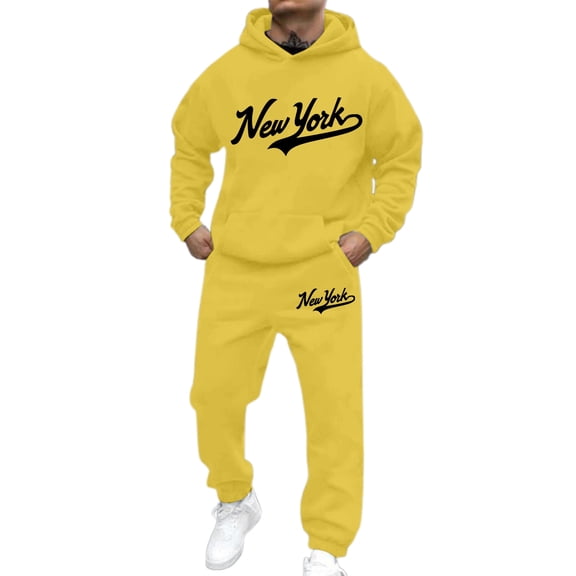 CONZONE Mens Tracksuit Sets Casual 2 Peice Sweatsuit Set for Men Letter Graphic Y2K Hoodies Pants Cozy Fall Winter Athletic Jogging Outfits