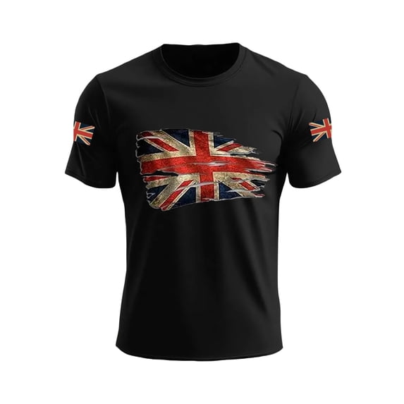 CONZONE Mens Tshirts Short Sleeve British T Shirts for Men Casual Crew Neck Patriotic Uk Flag Graphic Lightweight Tees Soft Cozy Athletic Tops