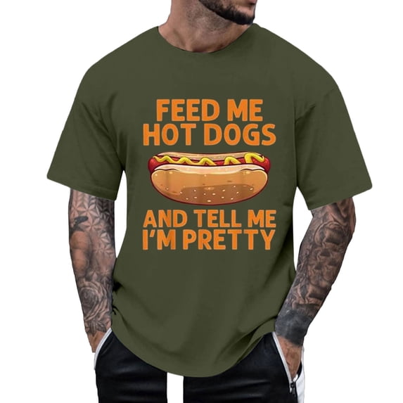 CONZONE Mens Tshirts Short Sleeve T-Shirts for Men Crew Neck Funny Hotdog Graphic Casual Summer Tee Tops
