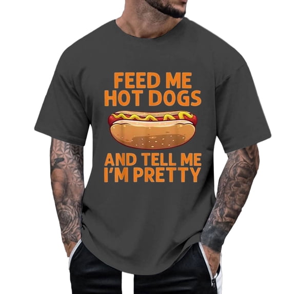 CONZONE Mens Tshirts Short Sleeve T-Shirts for Men Crew Neck Funny Hotdog Graphic Casual Summer Tee Tops