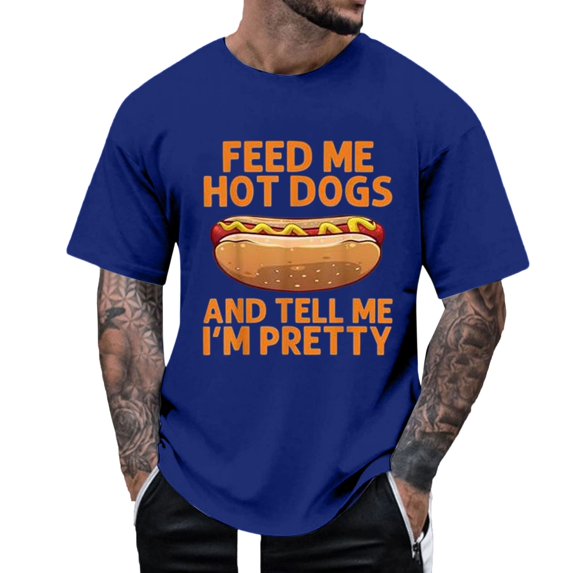 CONZONE Mens Tshirts Short Sleeve T-Shirts for Men Crew Neck Funny Hotdog Graphic Casual Summer Tee Tops