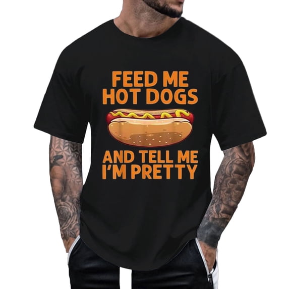 CONZONE Mens Tshirts Short Sleeve T-Shirts for Men Crew Neck Funny Hotdog Graphic Casual Summer Tee Tops