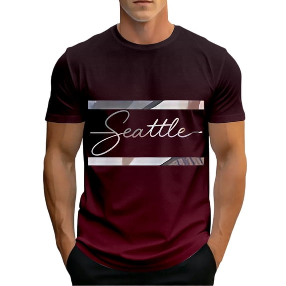CONZONE Mens Tshirts Short Sleeve T-Shirts for Men Crew Neck Gradient Color Letter Graphic Casual Summer Tee Tops