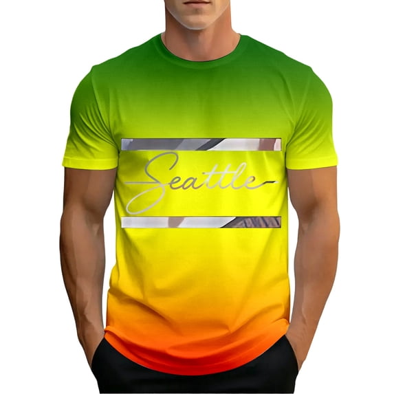 CONZONE Mens Tshirts Short Sleeve T-Shirts for Men Crew Neck Gradient ...