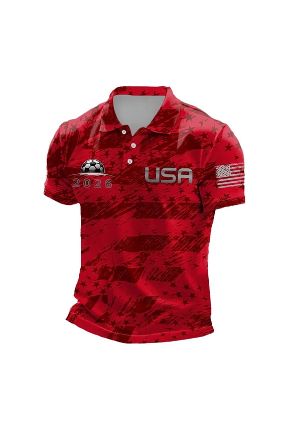 Mens Usa Soccer Polo Shirts Short Sleeve National Football Polo Shirt for Men America Flag Graphic Soft Athletic Golf Shirts