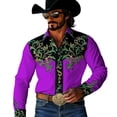 thumbnail image 1 of CONZONE Mens Western Cowboy Shirts Long Sleeve Buttons Down Shirts for Men Trendy Embroidered Lapel Soft Lightweight Tops, 1 of 4