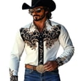 thumbnail image 1 of CONZONE Mens Western Cowboy Shirts Long Sleeve Buttons Down Shirts for Men Trendy Embroidered Lapel Soft Lightweight Tops, 1 of 4