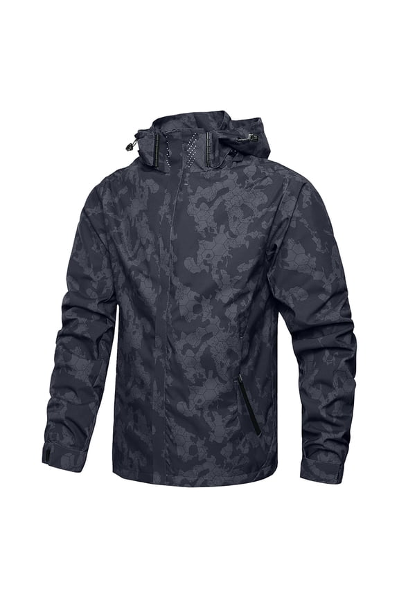 Mens Windbreaker Hooded Jacket Full Zip Up Jacket for Men Lightweight Camouflage Fall Jackets With Pockets