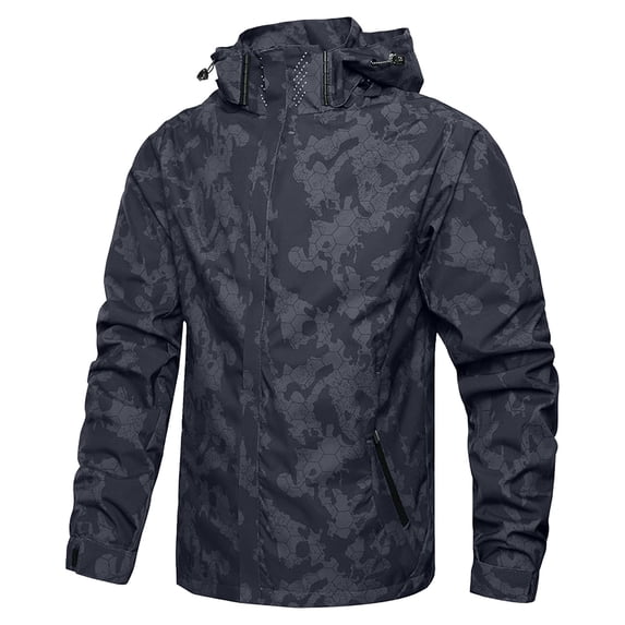 CONZONE Mens Windbreaker Hooded Jacket Full Zip Up Jacket for Men Lightweight Camouflage Fall Jackets With Pockets