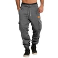thumbnail image 1 of CONZONE Mens Workout Pants Wide Leg Elastic Waist Drawstring Cargo Joggers For Men Relaxed Fit Cozy Fall Winter Sports Trousers With Pockets, 1 of 9