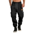 thumbnail image 1 of CONZONE Mens Workout Pants Wide Leg Elastic Waist Drawstring Cargo Joggers For Men Relaxed Fit Cozy Fall Winter Sports Trousers With Pockets, 1 of 8