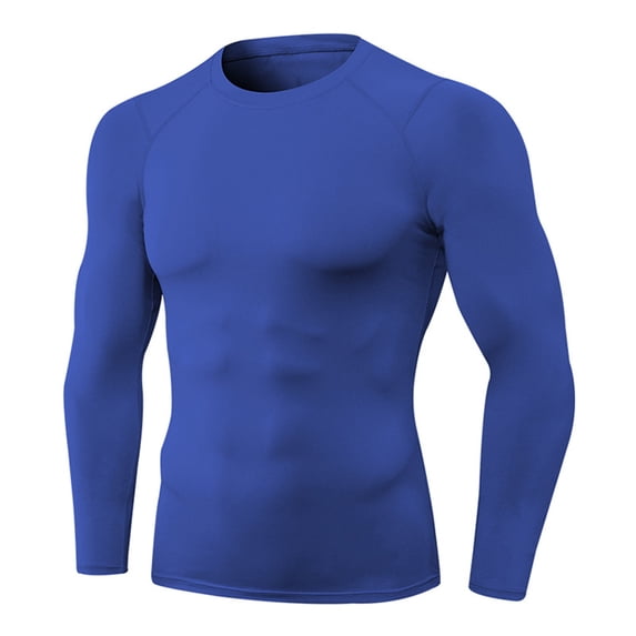 CONZONE Mens Workout T-Shirts Long Sleeve Gym Fitness T Shirts For Men Crew Neck Solid Color Tight Stretchy Athletic Tee Tops