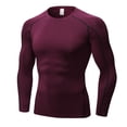 thumbnail image 1 of CONZONE Mens Workout T-Shirts Long Sleeve Gym Fitness T Shirts For Men Crew Neck Solid Color Tight Stretchy Athletic Tee Tops, 1 of 4