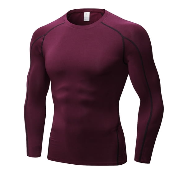 CONZONE Mens Workout T-Shirts Long Sleeve Gym Fitness T Shirts For Men Crew Neck Solid Color Tight Stretchy Athletic Tee Tops