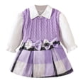thumbnail image 1 of CONZONE Newborn Girls Outfits 3 Piece Set Long Sleeve Warm Vest Sweater Shirt and Plaid Skirt Soft Fall Winter Clothes for Girls Size 6-9 Months, 1 of 7