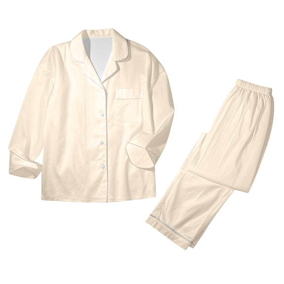 CONZONE Pajamas for Women Set 2 Peice Pjs Set for Women Solid Color Long Sleeve Buttons Sleepwear Tops Pants Warm Cozy Sleepwear Loungewear Sets