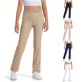 thumbnail image 1 of CONZONE Pants For Little Girls Straight Leg Elastic Waist Girls Pants With Pockets Modern Fit Casual Fall School Trousers For Girls Size 5-6 Years Khaki, 1 of 6