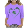 thumbnail image 1 of CONZONE St. Patrick'S Day Toddler Baby Girls T Shirts 3/4 Sleeve Fashion Clover Graphic Tee Shirt for Girls Crew Neck Soft Loose Childrens Spring Tops, 1 of 4