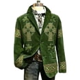 thumbnail image 1 of CONZONE St. Patrick's Day Mens Corduroy Blazer Casual Suit Jacket for Men Clover Embroidery Two Buttons Elegant Slim Fit Dress Jacket for Performance,Prom,Wedding, 1 of 5