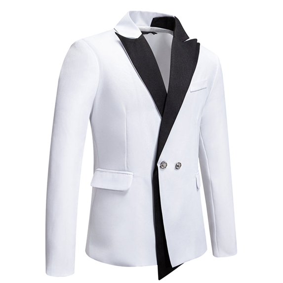 CONZONE Suit Jacket for Men Casual Men's Blazer Patchwork Color Two Buttons Elegant Slim Fit Dress Jacket for Performance,Prom,Wedding