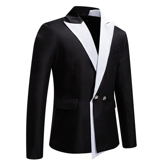 CONZONE Suit Jacket for Men Casual Men's Blazer Patchwork Color Two Buttons Elegant Slim Fit Dress Jacket for Performance,Prom,Wedding