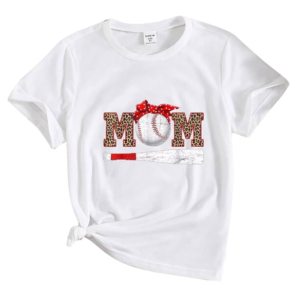 CONZONE Summer Tops For Girls Short Sleeve Baseball Print Tshirts For Girls Crew Neck Soft Toddler Tees Size 2-3 Years Blue