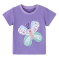 thumbnail image 1 of CONZONE Summer Tops For Girls Short Sleeve Butterfly Graphic Tshirts For Girls Crew Neck Cute Children Tees Size 4-5 Years Purple, 1 of 9