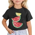 thumbnail image 1 of CONZONE Summer Tops For Girls Short Sleeve Cartoon Watermelon Graphic Tshirts For Girls Crew Neck Breathable Toddler Tees Size 3-4 Years Black, 1 of 4