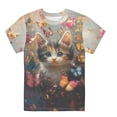 thumbnail image 1 of CONZONE Summer Tops For Girls Short Sleeve Cat Graphic Tshirts For Girls Crew Neck Cute Toddler Tees Size 3-4 Years Black, 1 of 3