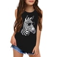 thumbnail image 1 of CONZONE Summer Tops For Girls Sleeveless Animal Graphic Tshirts For Girls Crew Neck Soft Children Tees Size 6-7 Years Black, 1 of 3