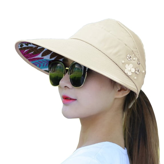 CONZONE Sun Visor Hat For Women Wide Brim Empty Top Cap Womens Outdoor Sports Beach Hat With Adjustable Straps