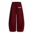 thumbnail image 1 of CONZONE Sweatpants for Big Girls Wide Leg Girls Baggy Pants Elastic Waist Drawstring Letter Graphic Fall Trousers with Pockets Size 14-15 Years, 1 of 4