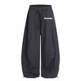 thumbnail image 1 of CONZONE Sweatpants for Little Girls Wide Leg Girls Baggy Pants Elastic Waist Drawstring Letter Graphic Fall Trousers with Pockets Size 6-7 Years, 1 of 4