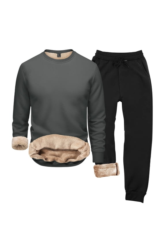Thermal Underwear for Men Casual Men's Thermal Underwear Sets Solid Color Base Layer Tops Pants 2Pcs Outfit Set for Men Warm Winter Athletic Track Suit Outfits