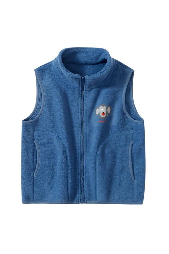 Toddler Baby Boys Vest Cartoon Animal Graphic Sleeveless Thicken Jacket for Boys Crew Neck Warm Loose Fit Kids Winter Tops